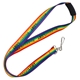 a rainbow (lanyard) with black (breakaway) and silver (swivel hook) breakaway rainbow lanyard