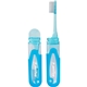 a blue compact expanding travel toothbrush