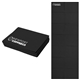 aerial view a black lotus bound foldable yoga mat, image 1 of 2