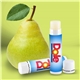 aerial view a asian pear promotional lip balm with natural beeswax formula, image 1 of 2
