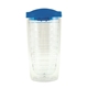 aerial view a aqua blue lid & clear tumbler 16 oz double wall acrylic orbit tumbler, image 3 of 3