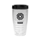 aerial view a black lid & clear tumbler 16 oz double wall acrylic orbit tumbler, image 2 of 3