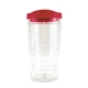 aerial view a red lid & clear tumbler 16 oz double wall acrylic orbit tumbler, image 2 of 4