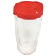 aerial view a red lid & clear tumbler 16 oz double wall acrylic orbit tumbler, image 3 of 4