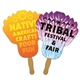 a group of feather sandwiched hand fan full color - paper products