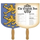 a group of shield sandwiched hand fan