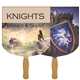 a group of shield sandwiched hand fan full color