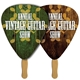 a group of guitar pick / triangle sandwiched hand fan full color