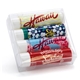 aerial view a group of 4 pack beeswax lip moisturizer, image 1 of 2
