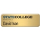 a brushed brass new york custom metal name badge (custom sized between 0 and 3 sq. in.)
