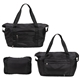 aerial view a black caravan expandable polyester travel tote, image 1 of 4