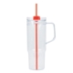 aerial view a orange oliver 40 oz clear as travel mug, image 1 of 5