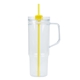 aerial view a yellow oliver 40 oz clear as travel mug, image 1 of 5