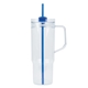 aerial view a blue oliver 40 oz clear as travel mug, image 1 of 5