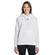 aerial view a white/ black 100 under armour ladies rival fleece hooded sweatshirt, image 1 of 8