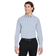 aerial view a navy/white devon jones crownlux performance(r) mens microstripe shirt, image 1 of 10