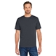 aerial view a dark charcoal harriton charge snag and soil protect unisex t - shirt, image 1 of 10