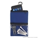 aerial view a blue golf accessory pouch with carabiner, image 1 of 3