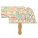 a group of nebraska state shape fast fan - longhorn bull fast hand fan (1 side) - paper products