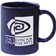 aerial view a cobalt blue 11 oz ceramic c - handle coffee mug, image 1 of 2