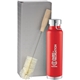 aerial view a red thor copper vacuum bottle with brush 22 oz, image 1 of 2