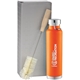 aerial view a orange thor copper vacuum bottle with brush 22 oz, image 1 of 2