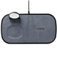 aerial view a black mophie(r) 3- in -1 fabric wireless charging pad, image 1 of 6