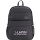 aerial view a black high sierra recycled inhibit 15 laptop backpack, image 1 of 5