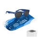 aerial view a group of malibu sunglasses with rpet microfiber sunglass pouch, image 1 of 2