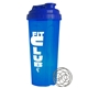 aerial view a royal blue lid & traslucent blue cup 24 oz endurance shaker tumbler with drink thru lid and whisk ball, image 1 of 3