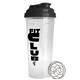 aerial view a black lid & frost cup 24 oz endurance shaker tumbler with drink thru lid and whisk ball, image 1 of 3