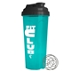 aerial view a black lid & traslucent teal cup 24 oz endurance shaker tumbler with drink thru lid and whisk ball, image 1 of 2