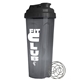 aerial view a black lid & smoke cup 24 oz endurance shaker tumbler with drink thru lid and whisk ball, image 1 of 3