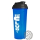 a black lid & traslucent blue cup 24 oz endurance shaker tumbler with drink thru lid and whisk ball