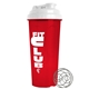 a white lid & traslucent red cup 24 oz endurance shaker tumbler with drink thru lid and whisk ball
