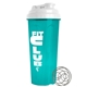 aerial view a white lid & traslucent teal cup 24 oz endurance shaker tumbler with drink thru lid and whisk ball, image 1 of 2