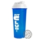 a white lid & traslucent blue cup 24 oz endurance shaker tumbler with drink thru lid and whisk ball