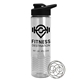 aerial view a black lid & clear bottle the wave - 24 oz tritan(tm) shaker bottle with drink thru lid and mixing whisk ball, image 1 of 3