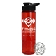 a black lid & transparent red bottle the wave - 24 oz tritan(tm) shaker bottle with drink thru lid and mixing whisk ball