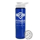 a white lid & transparent blue bottle the wave - 24 oz tritan(tm) shaker bottle with drink thru lid and mixing whisk ball