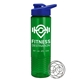 a royal blue lid & transparent green bottle the wave - 24 oz tritan(tm) shaker bottle with drink thru lid and mixing whisk ball