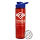 a royal blue lid & transparent red bottle the wave - 24 oz tritan(tm) shaker bottle with drink thru lid and mixing whisk ball