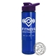 a violet lid & transparent blue bottle the wave - 24 oz tritan(tm) shaker bottle with drink thru lid and mixing whisk ball