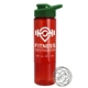 a green lid & transparent red bottle the wave - 24 oz tritan(tm) shaker bottle with drink thru lid and mixing whisk ball
