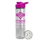 aerial view a hot pink lid & clear bottle the wave - 24 oz tritan(tm) shaker bottle with drink thru lid and mixing whisk ball, image 1 of 2