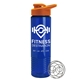 a orange lid & transparent blue bottle the wave - 24 oz tritan(tm) shaker bottle with drink thru lid and mixing whisk ball