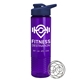 a navy blue lid & transparent violet bottle the wave - 24 oz tritan(tm) shaker bottle with drink thru lid and mixing whisk ball