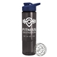 a navy blue lid & smoke bottle the wave - 24 oz tritan(tm) shaker bottle with drink thru lid and mixing whisk ball