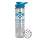 aerial view a cyan lid & clear bottle the wave - 24 oz tritan(tm) shaker bottle with drink thru lid and mixing whisk ball, image 1 of 2