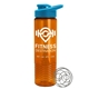 a cyan lid & transparent orange bottle the wave - 24 oz tritan(tm) shaker bottle with drink thru lid and mixing whisk ball